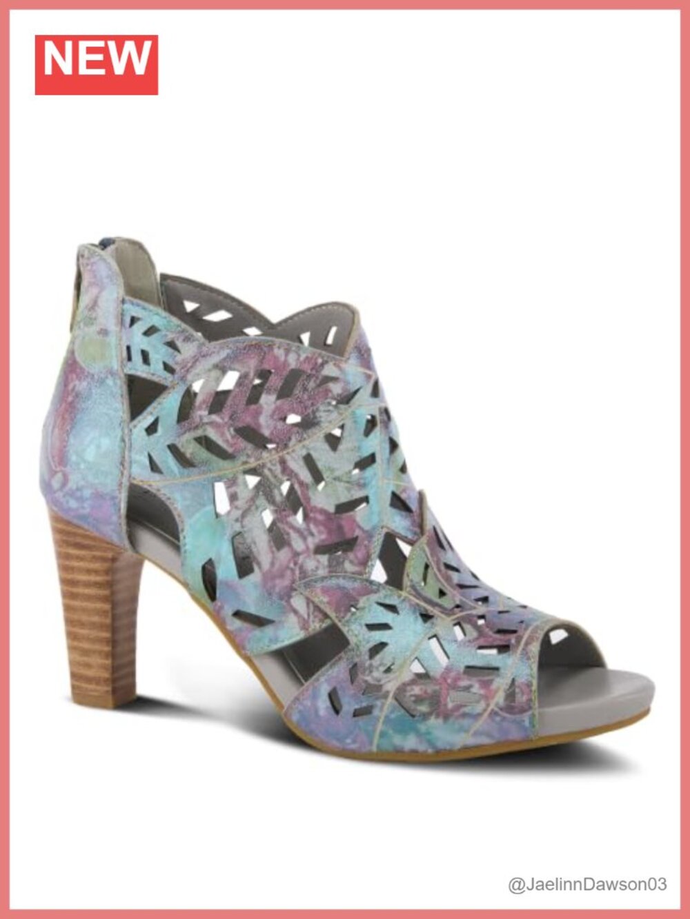 Women's Leather Peep Toe Heeled Ankle Boots Zip Closure